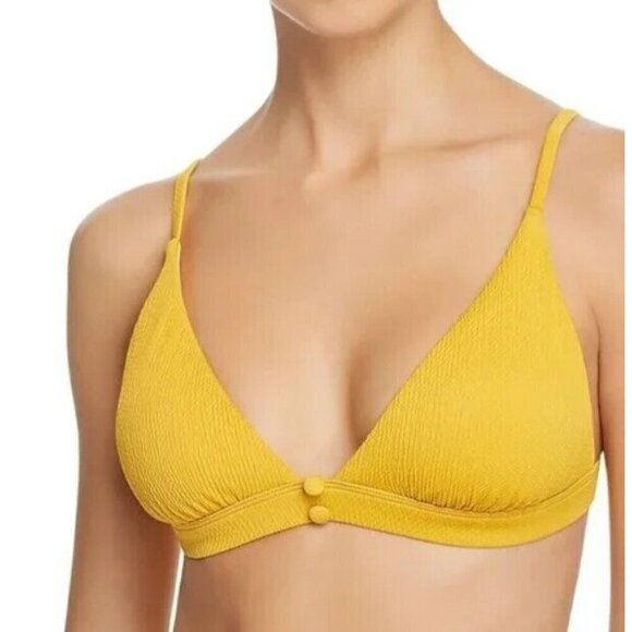 New Red Carter Cali Textured Triangle Bikini Top Womens L Yellow  Swim Suit - Picture 1 of 11